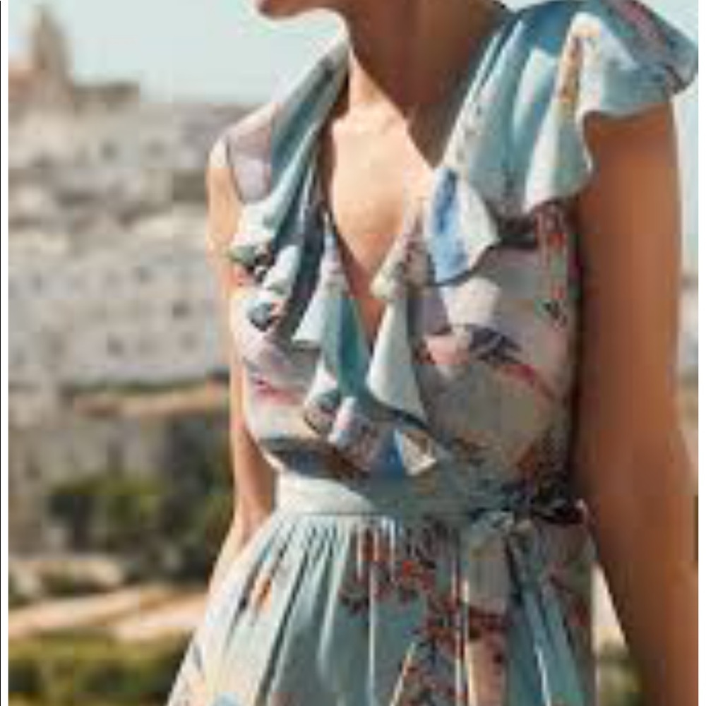 Anthropologie MAEVE Rosalia Wrap Dress NEW 14 Blue - Picture 6 of 6